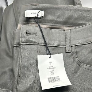 Vince Charcoal Leather Trousers